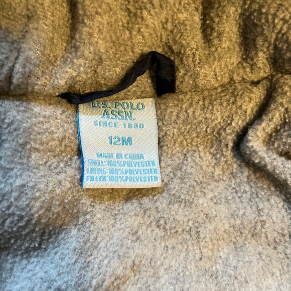 U.S. Polo Assn Fleece-Lined Baby Bunting / Snowsuit in Navy and Yellow, Size 12M - Picture 6 of 8